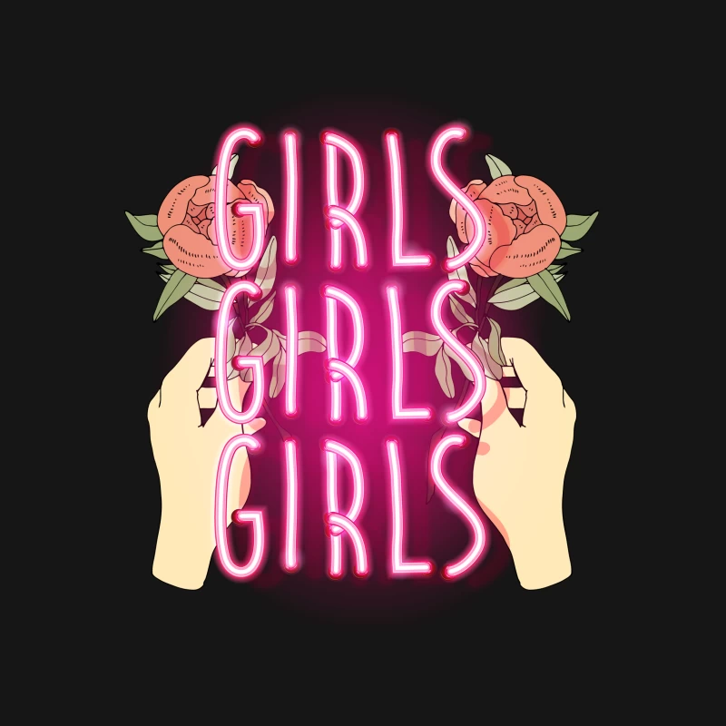 Néon rose avec fleurs et mains Femme T-Shirt