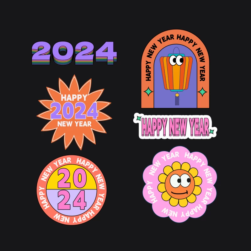 Fröhliches Neues Jahr 2024 mit bunten Grafiken Damen Pullover Hoodie