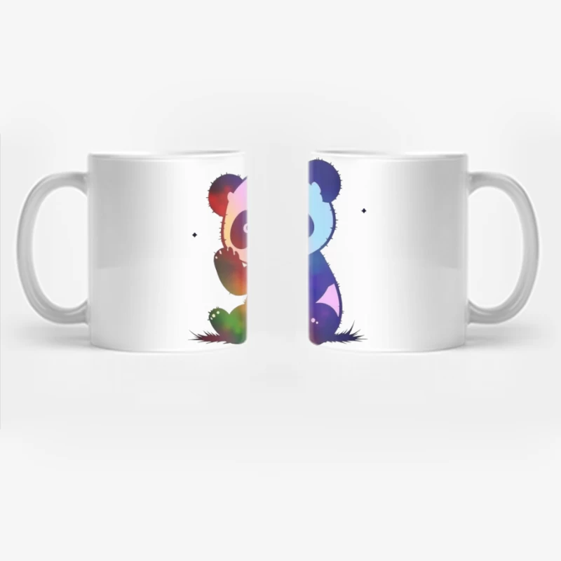 Cute Rainbow Gradient Panda Cartoon Illustration Coffee Mug