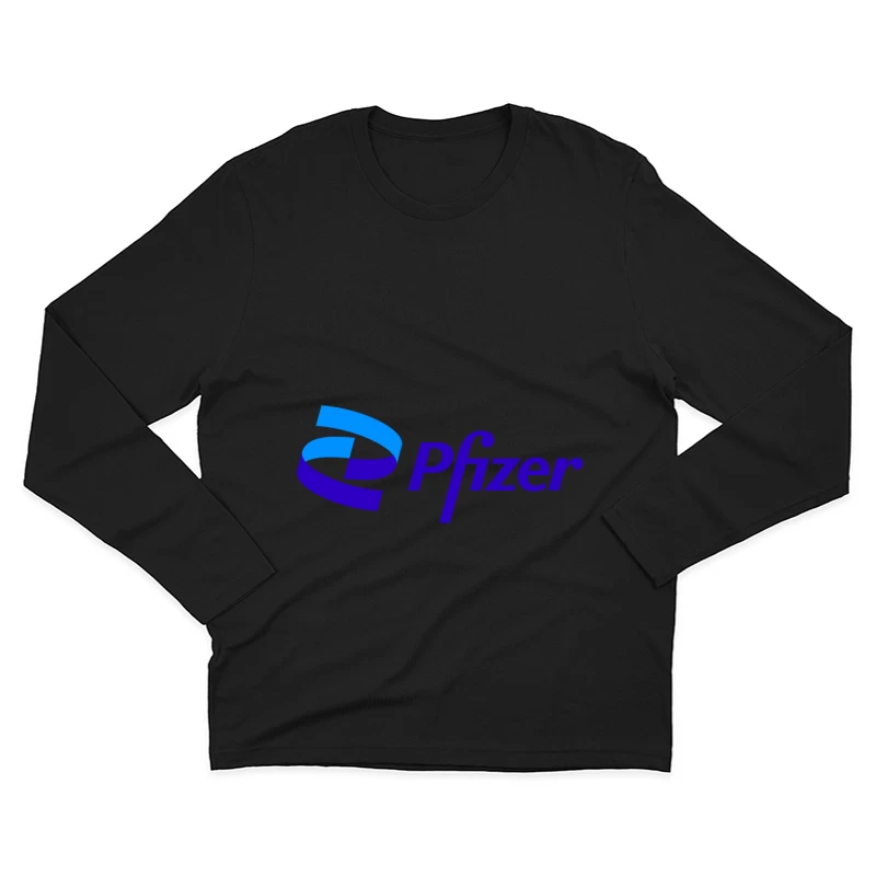 Pfizer Pharmaceutical Company Logo in Blue and Purple Male Long Sleeve T-Shirt