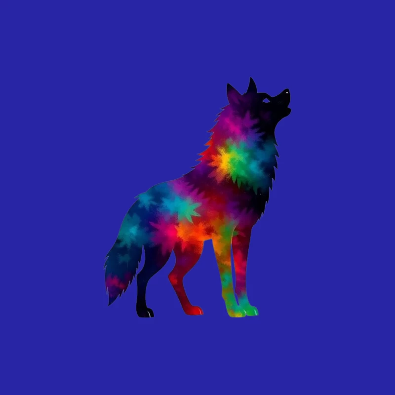 Colorful Howling Wolf Silhouette Male Tank Top