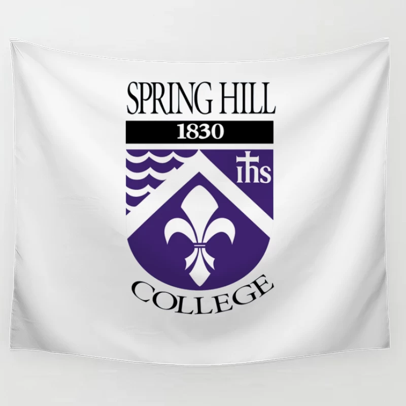 Spring Hill College Historic Shield Logo with Religious Symbolism (Est. 1830) Tapestry