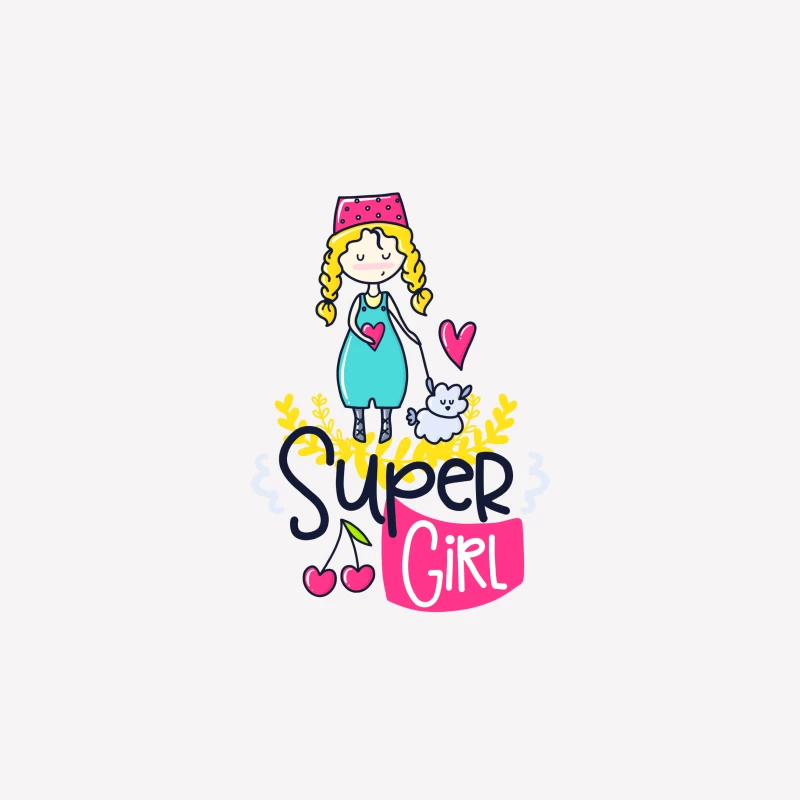 Fille Super avec Chaton et Coeur Femme T-Shirt