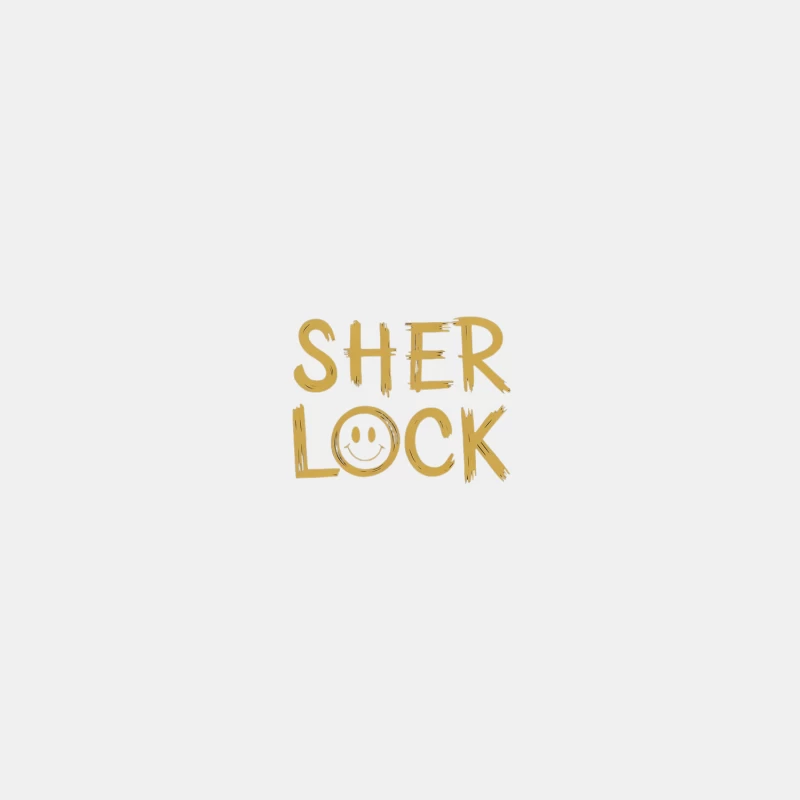 Minimalist Gold Sherlock Typography with Smiley Face Male Tank Top