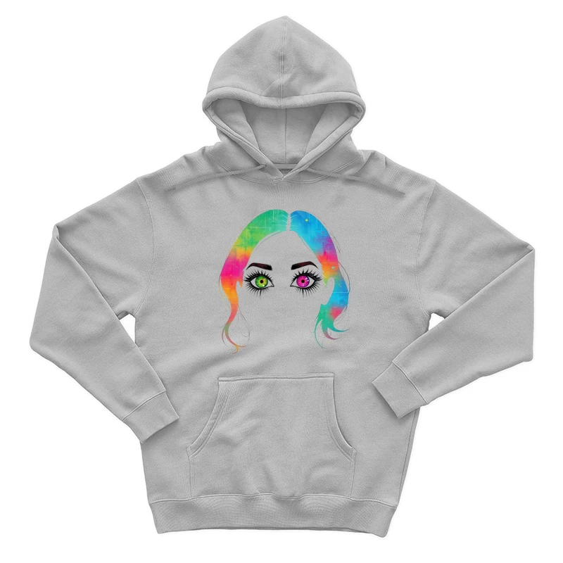 Artistic Rainbow Portrait with Heterochromatic Eyes Male Pullover Hoodie