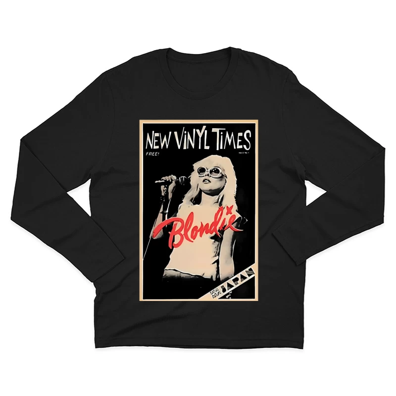 Vintage New Vinyl Times Magazine Cover Featuring Blondie in Black and White Male Long Sleeve T-Shirt