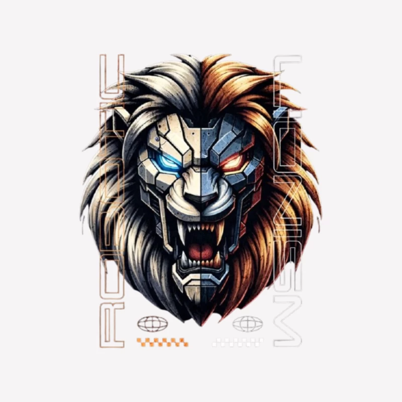 Cyberpunk Lion with Mechanical Face Male T-Shirt