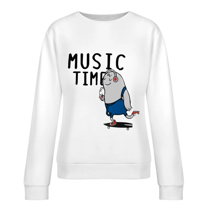 Skateboarder mit Musik genießt die Fahrt Damen Pullover Sweatshirt