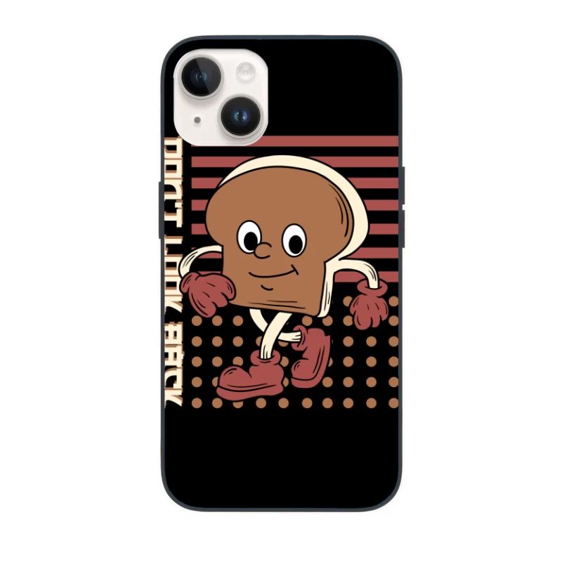 Cheerful Walking Bread Character iPhone Case