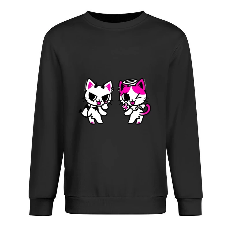 Teufel und Engel Katzen Herren Pullover Sweatshirt