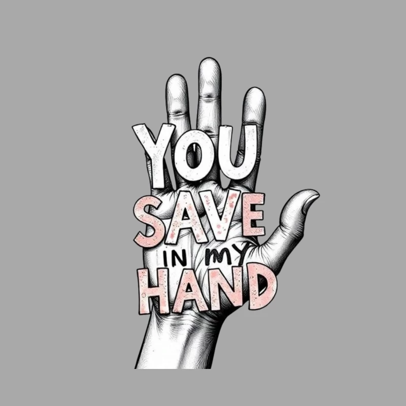 Hand-Drawn Typography: "You Save In My Hand" Artistic Illustration Male Pullover Hoodie