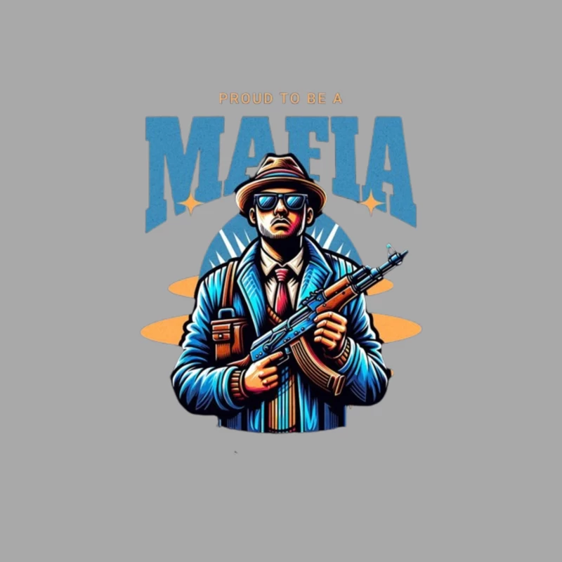 Vintage-Style Mafia Gangster Illustration with Weapon Male Pullover Hoodie