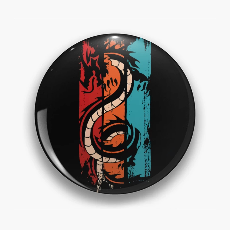 Tri-Color Dragon: Retro Tribal Vibes Pin