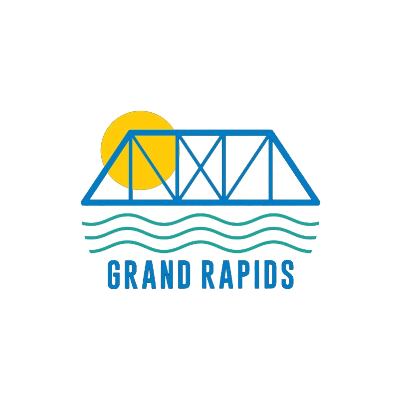 Grand Rapids City Logo with Bridge and Water Design Throw Pillow