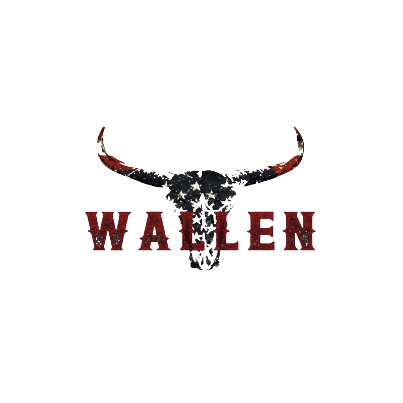 American Patriotic Western "Wallen" Logo with Flag-Patterned Bull Skull Desk Mat