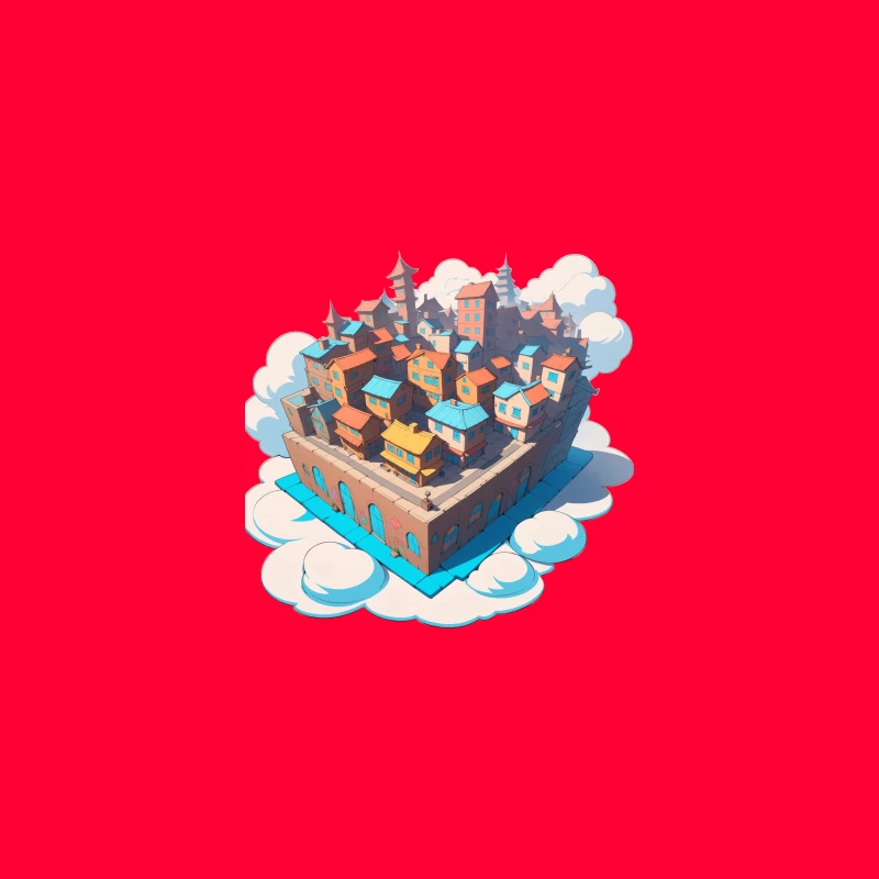 Whimsical Colorful City in the Clouds iPhone Case