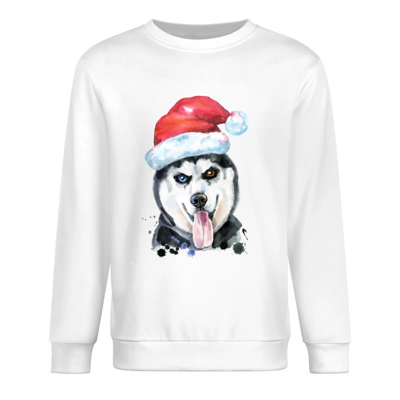 Husky de Noël avec Chapeau Santa Homme Sweat-shirt à enfiler