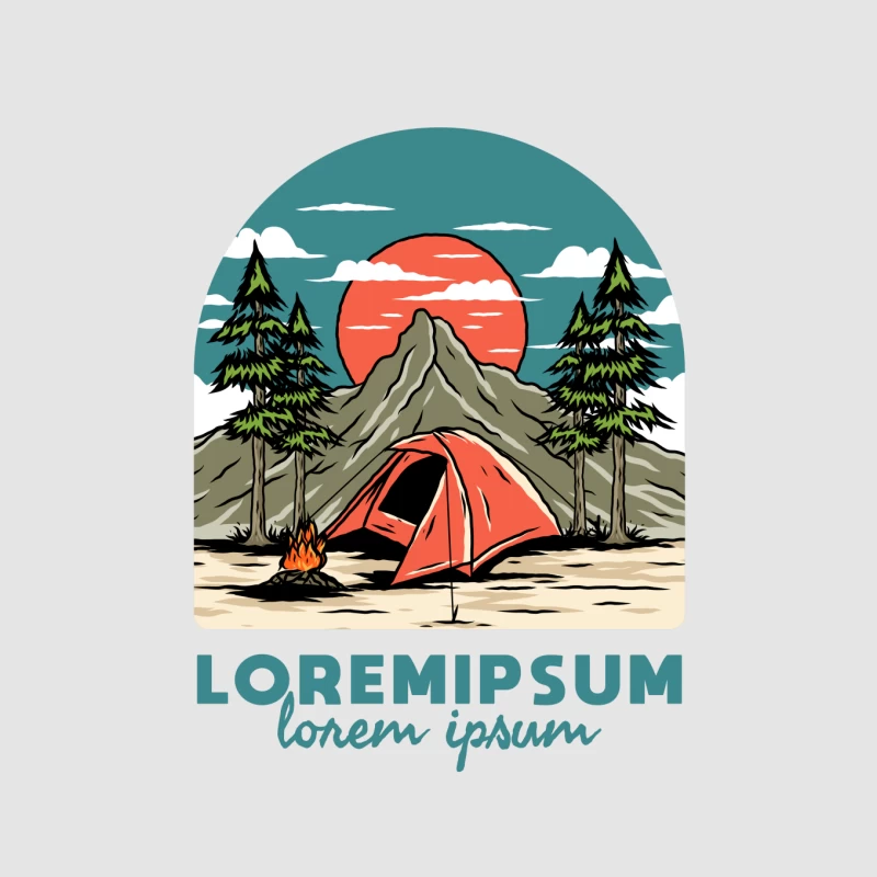 Campinglandschaft mit Sonnenuntergang Herren Pullover Hoodie