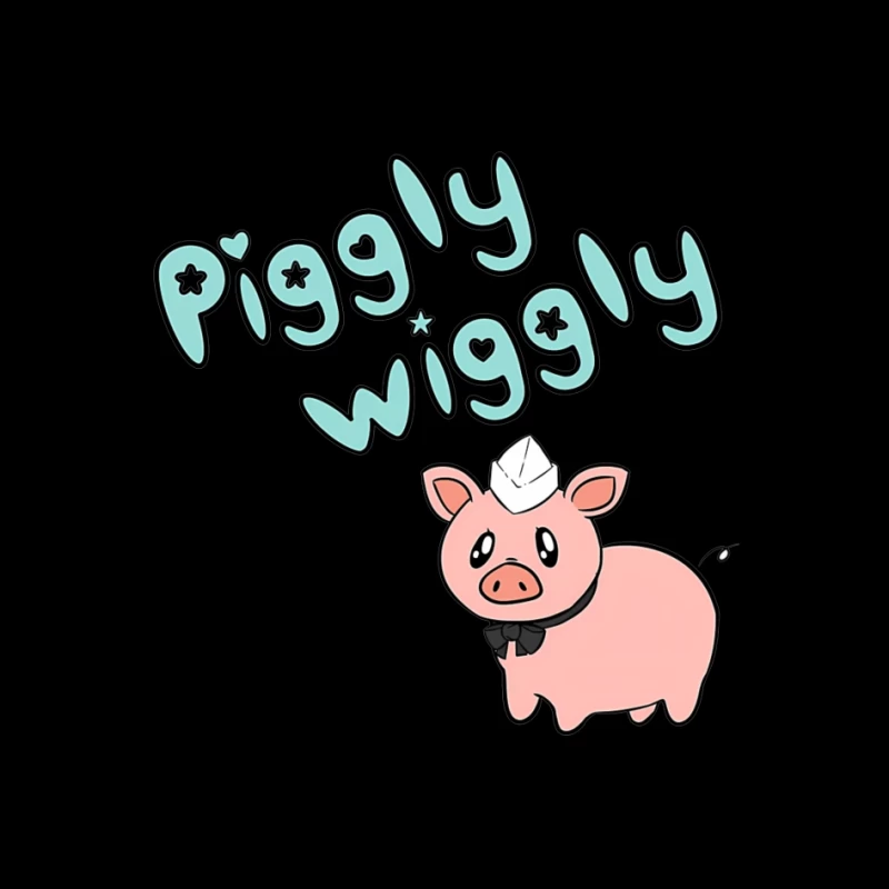 Cute Cartoon Pig with "Piggly Wiggly" Text Pin