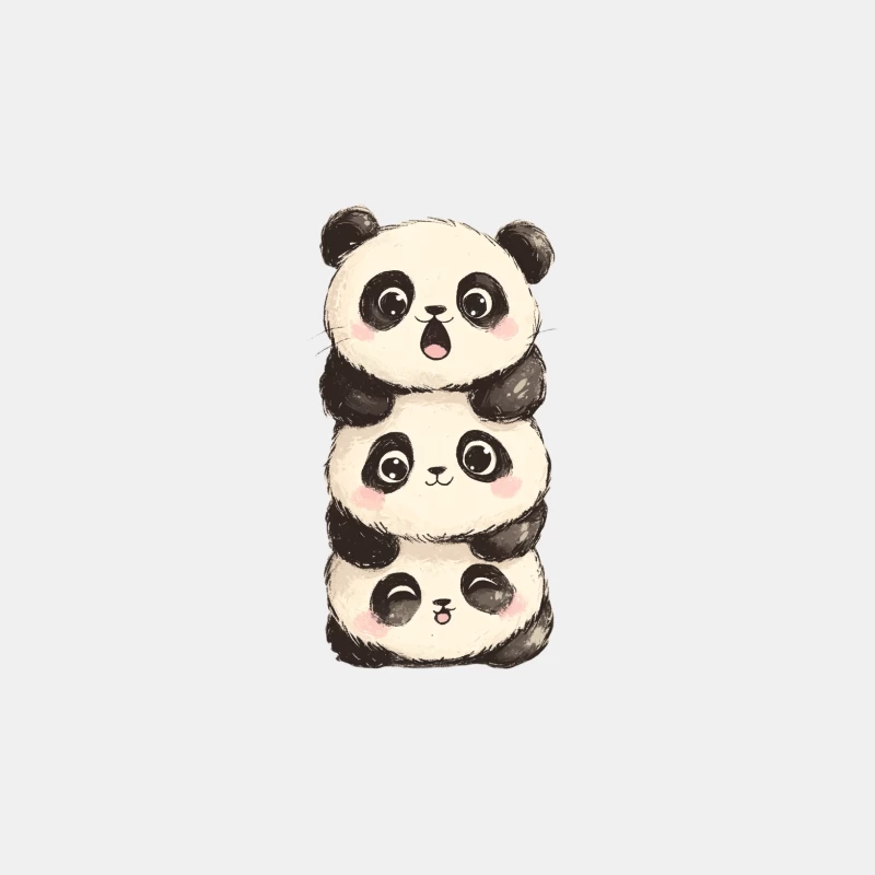 Cute Stacked Cartoon Panda Bears Illustration Male Tank Top