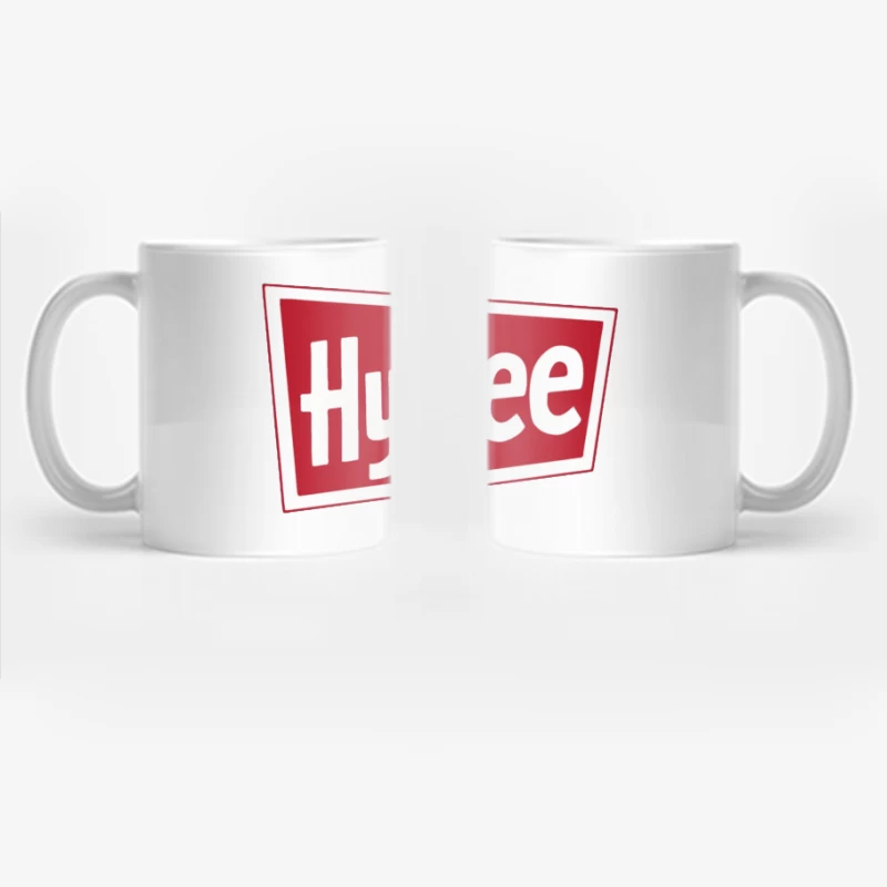 Hy-Vee Supermarket Chain Logo in Red and White Coffee Mug