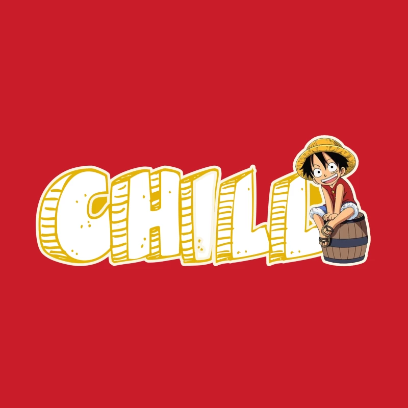 Chill Anime Illustration of Luffy from One Piece Female Pullover Hoodie