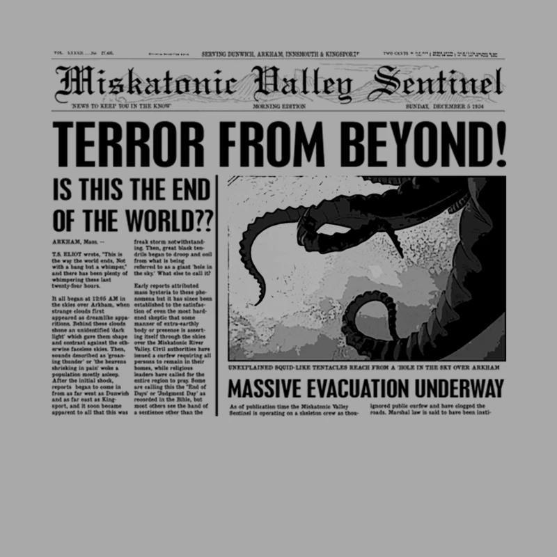 Miskatonic Headlines Male Pullover Hoodie
