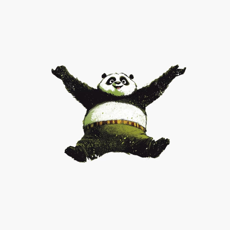 Joyful Cartoon Panda Jumping with Arms Raised Cotton Tote Bag