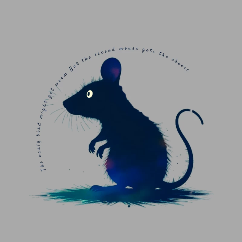 Dark Blue Mouse Silhouette Digital Illustration Male Pullover Hoodie