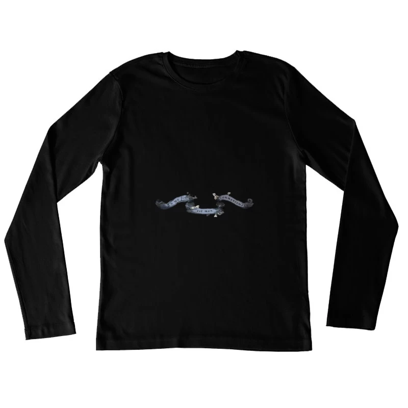 Bannière noire avec devise française Femme Manches Longues T-Shirt