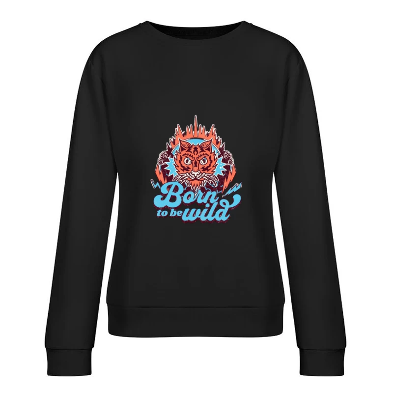 Wilder retro Katzen-Design Damen Pullover Sweatshirt