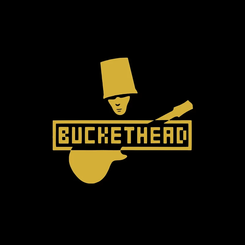 Gold Buckethead Guitar Player Logo Design Throw Pillow