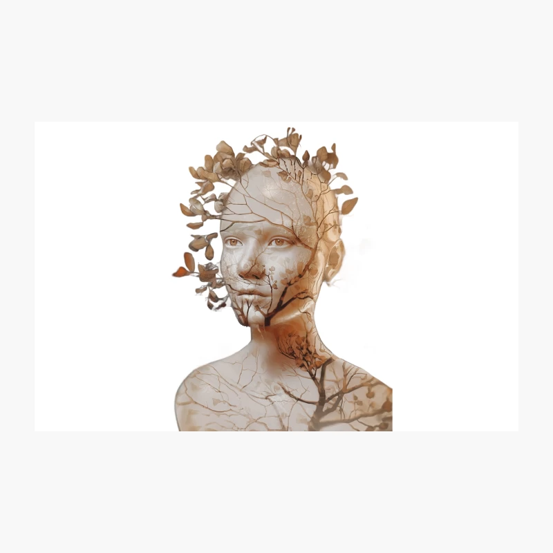 Ethereal Nature Portrait: Double Exposure Blending Human and Tree Travel Mug