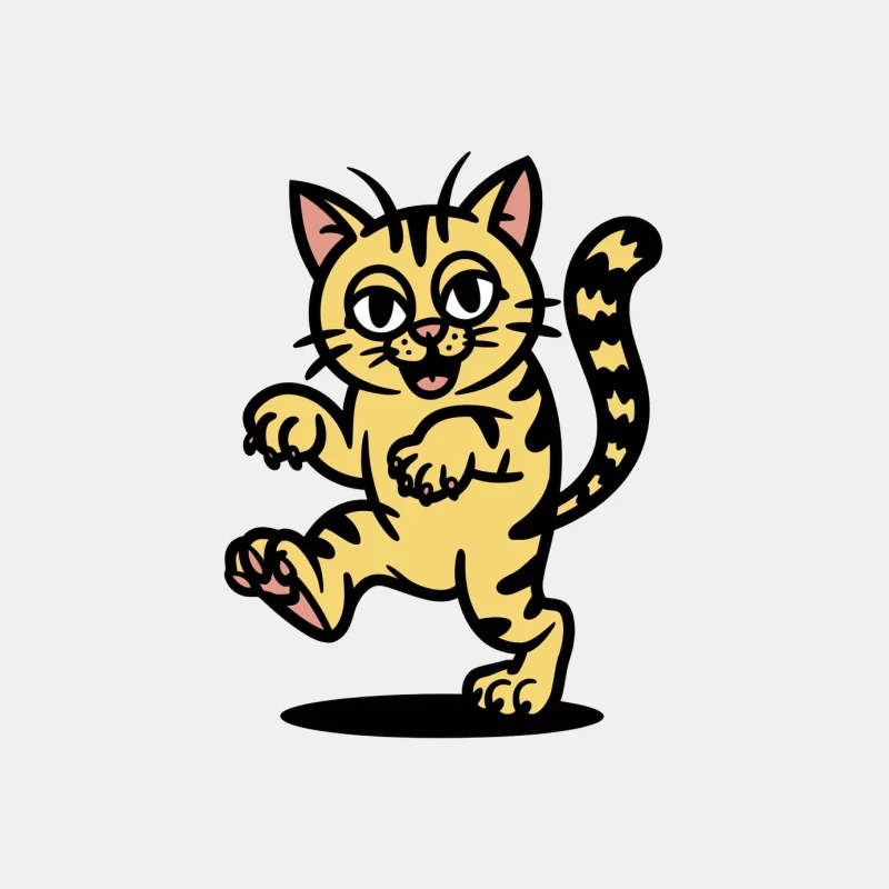 Playful Yellow Cartoon Cat with Striped Tail Male Tank Top