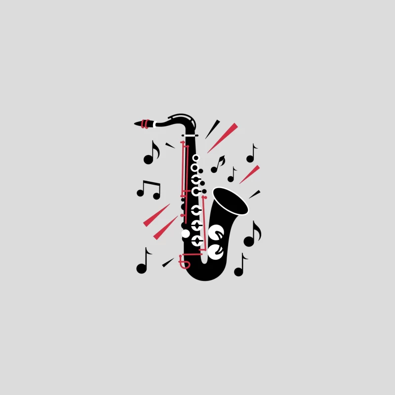 Stylized Jazz Saxophone with Musical Notes Design Baseball Cap