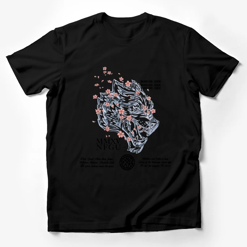 Wolfdesign mit Blüten Herren T-Shirt