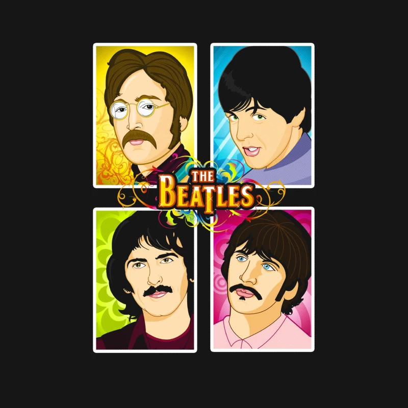 The Beatles Illustrated Portraits Male Long Sleeve T-Shirt