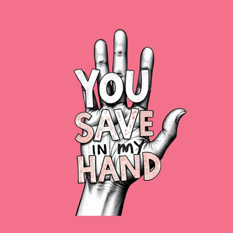 Hand-Drawn Typography: "You Save In My Hand" Artistic Illustration Throw Pillow