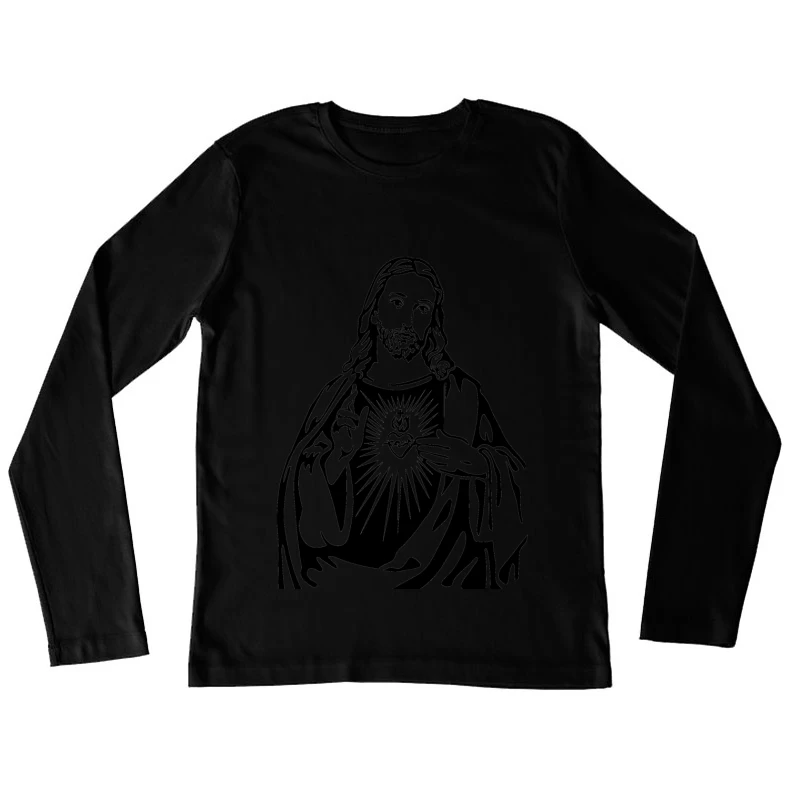 Heiliges Herz Jesu Darstellung Damen Langarm T-Shirt