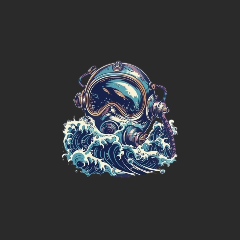 Vintage Deep Sea Diver Illustration Baseball Cap