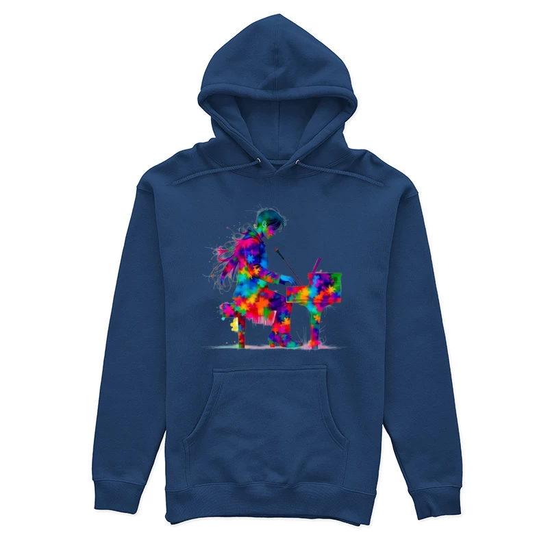 Colorful Piano Performance Female Pullover Hoodie