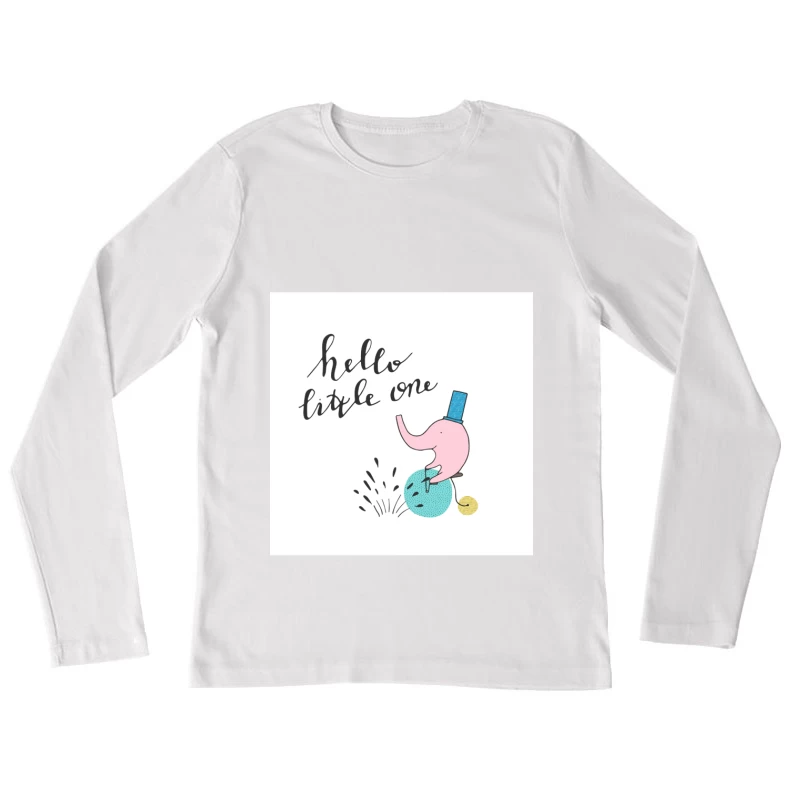 Illustration d'un éléphant avec chapeau et message Femme Manches Longues T-Shirt