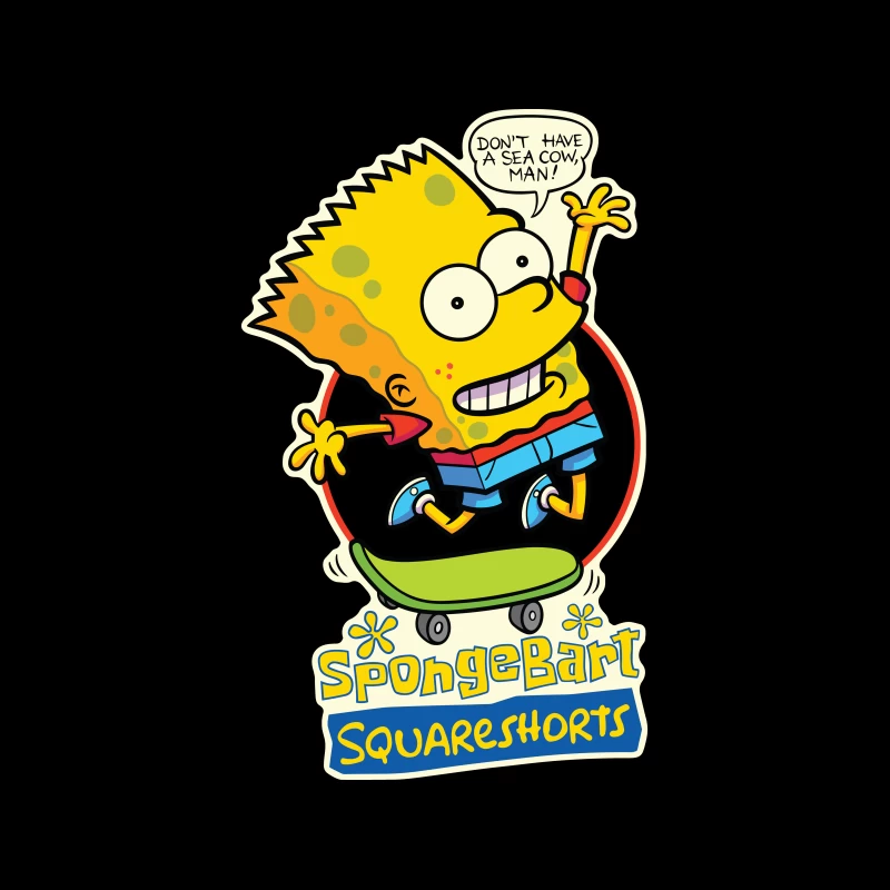 SpongeBart Squareshorts Skateboarding Character Tapestry