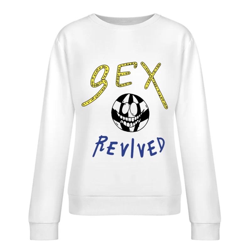 Bunte Schrift mit lustigem Gesicht Damen Pullover Sweatshirt