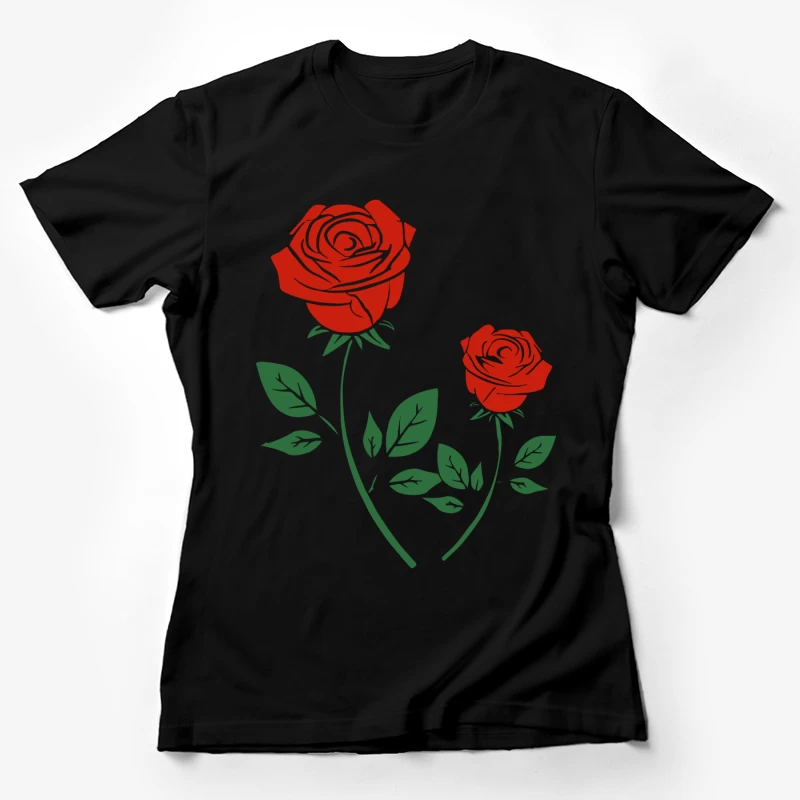 Zwei rote Rosen mit Blättern Damen T-Shirt