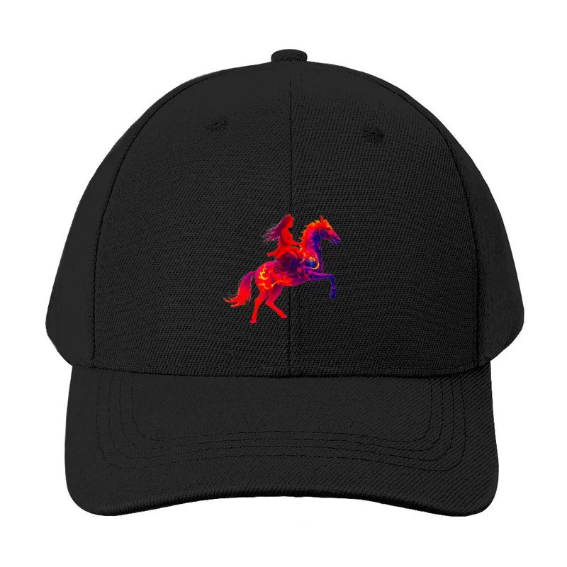 Mystical Red Horse and Rider Silhouette Fantasy Art Baseball Cap