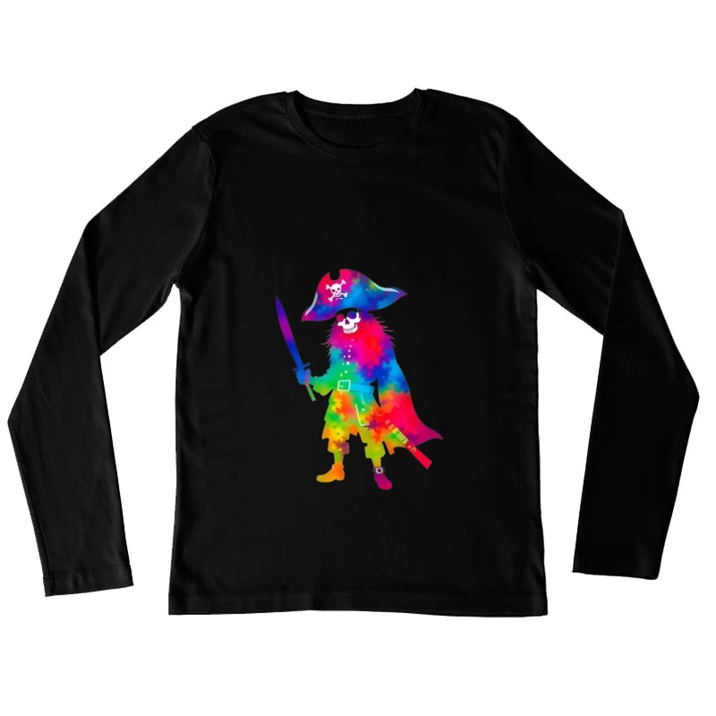 Colorful Pirate Skeleton with Sword Female Long Sleeve T-Shirt