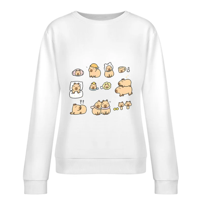 Illustrations mignonnes de Capybara Femme Sweat-shirt à enfiler