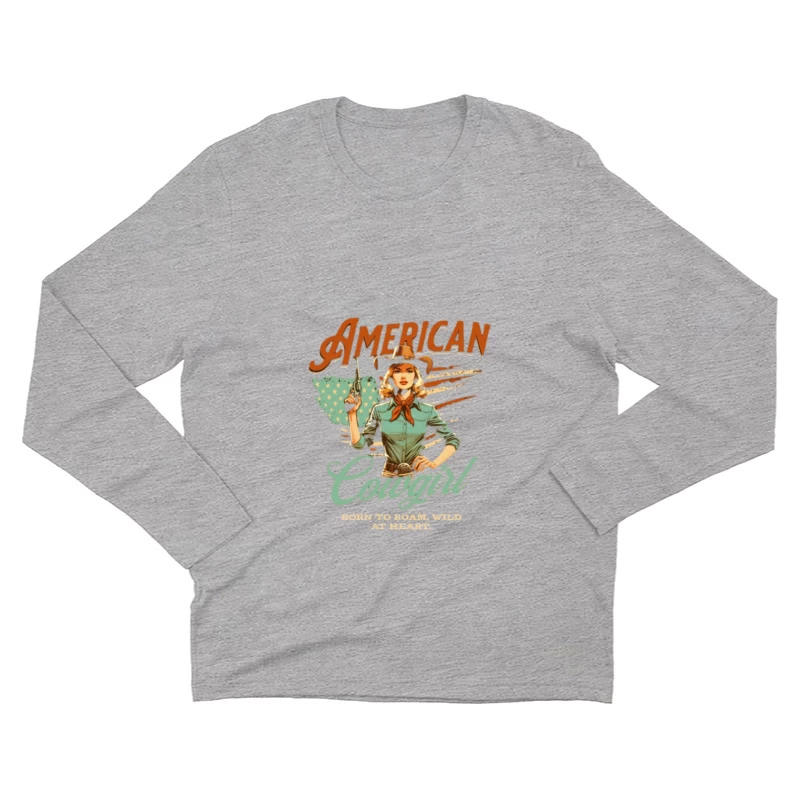 Illustration de Cowgirl Américaine Homme Manches Longues T-Shirt