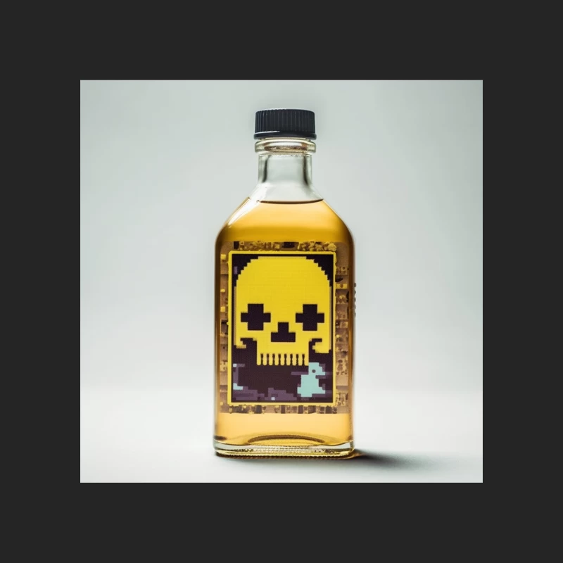 Pixel Art Skull Liquor Bottle with Retro Gaming Design Male Pullover Sweatshirt